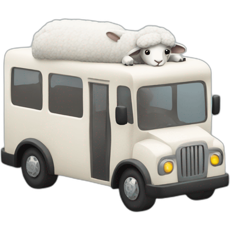 Sheep driving a modern bus emoji