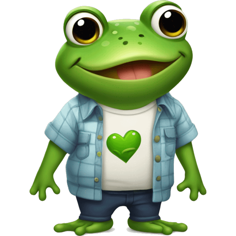 Frog wearing a shirt saying ‘i love Fero’ emoji