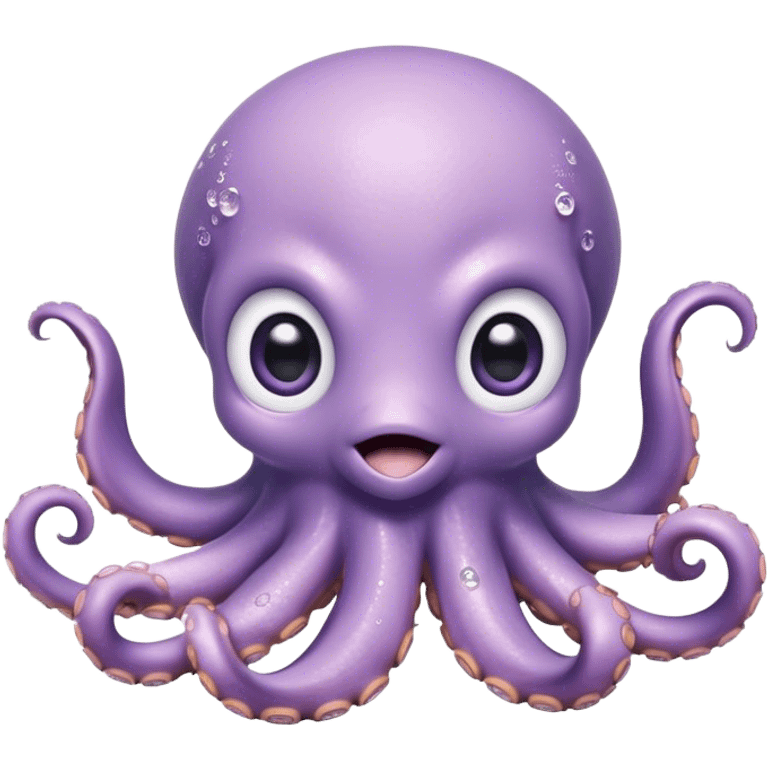 Cinematic Cute Baby Octopus Portrait Emoji, Head tilted slightly in a curious and endearing way, featuring a smooth, rounded light blue-purple body with enormous, sparkling eyes filled with warmth and innocence, delicate tentacles curling playfully, Simplified yet irresistibly adorable features, highly detailed, glowing with a soft, dreamy marine glow, high shine, affectionate and gentle, stylized with a touch of whimsical deep-sea charm, soft glowing outline, capturing the essence of a tiny, inquisitive octopus that looks ready to gently drift into your heart! emoji