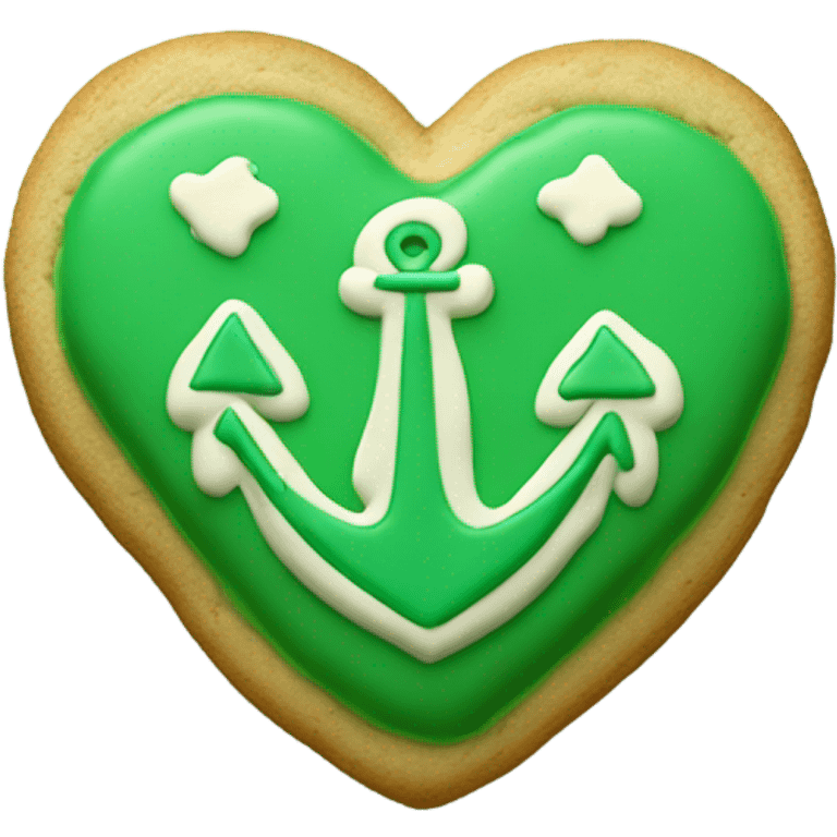 cookie heart with green anchor emoji