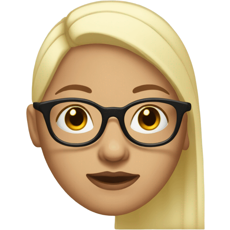 Bald head female head with black frames glasses with right nose peirce emoji