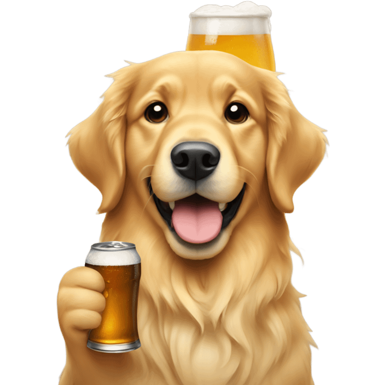 Golden Retriever holding a beer emoji