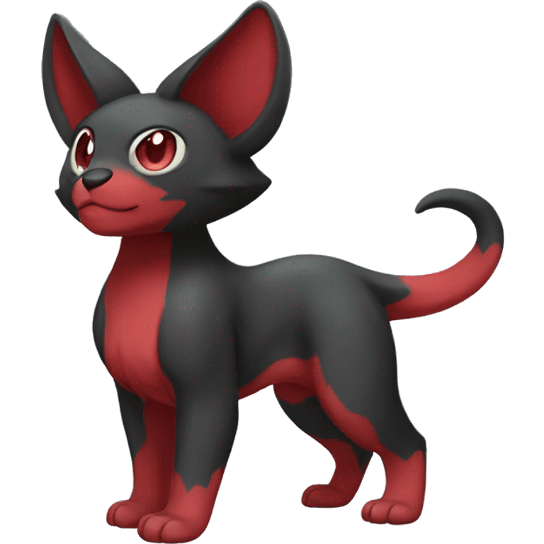 Cute cool black red animal hybrid Fakemon full body emoji