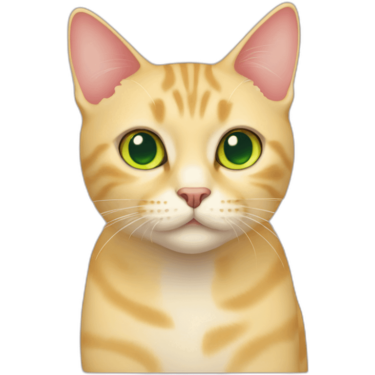 yellow shorthair cat with green eyes and pink nose emoji