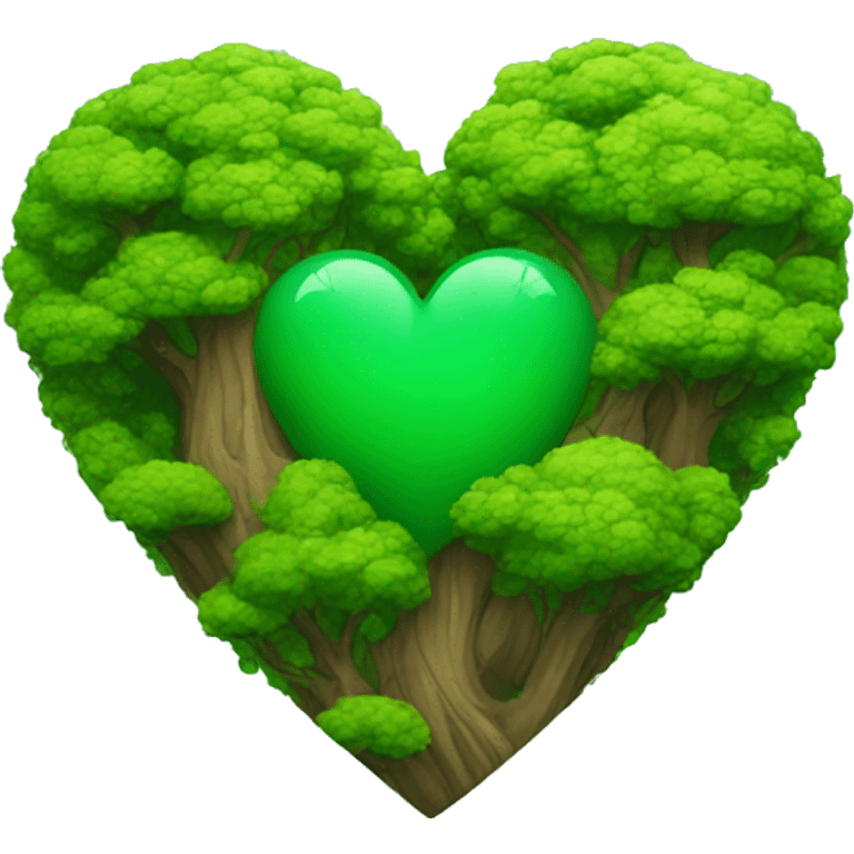 A  green heart with forest inside emoji