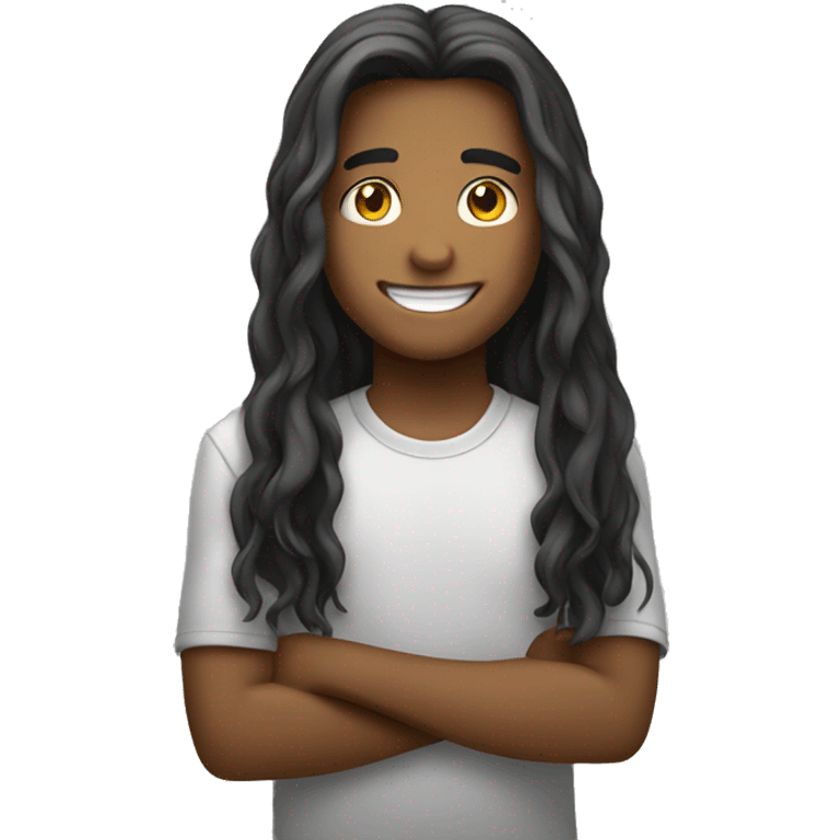 smiling boy with long hair emoji