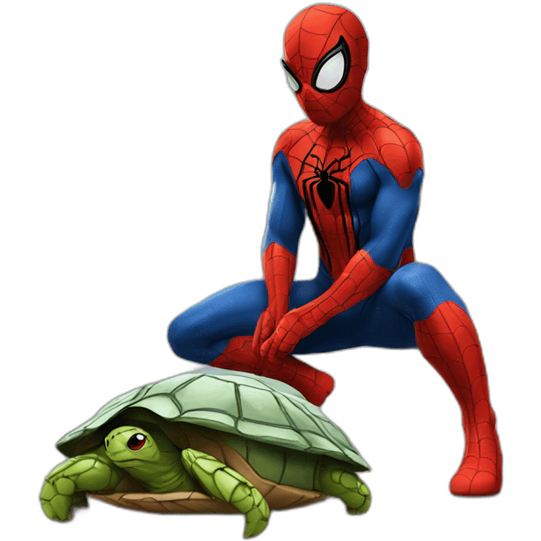 Spider man sur une tortue emoji