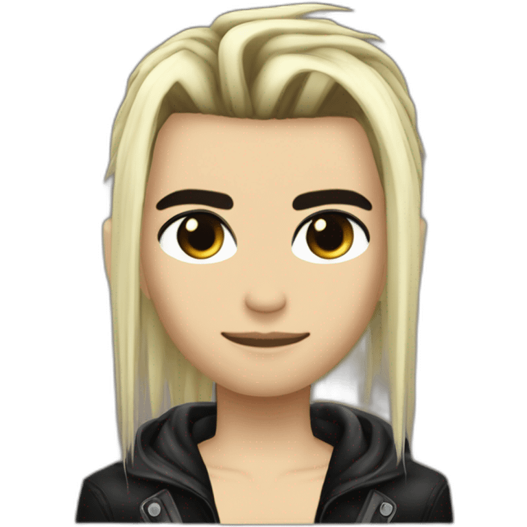 Bill Kaulitz black hair down with blonde highlights emo emoji