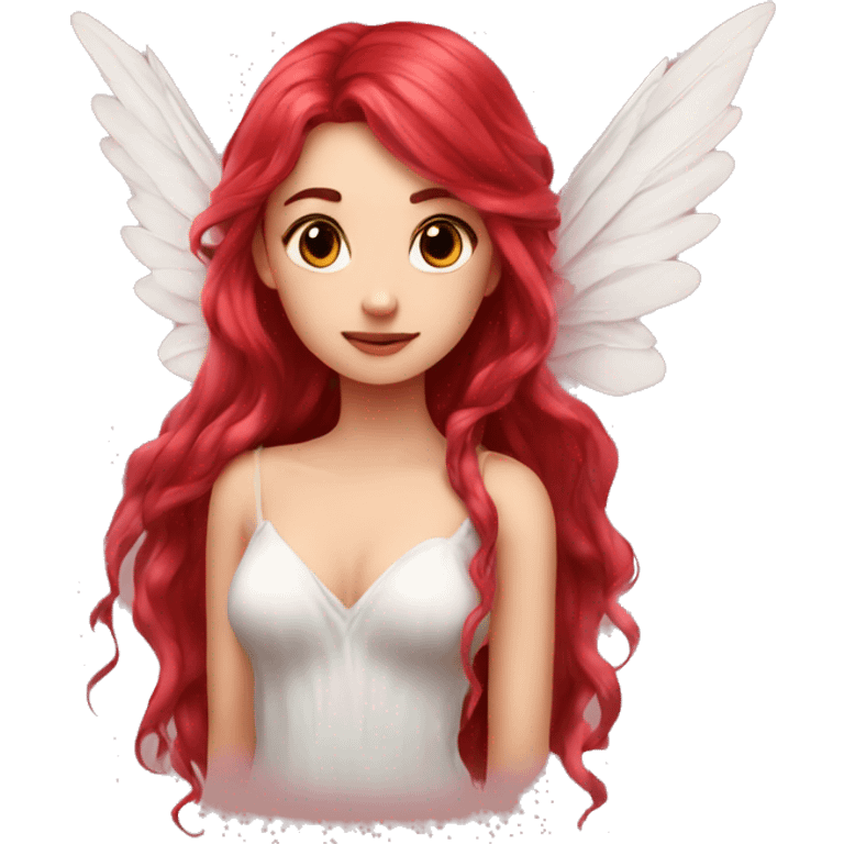 big wings, rose, Beautiful, fairy, red, long hair emoji