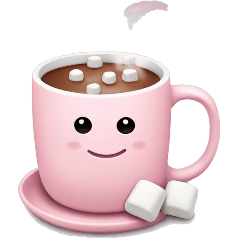 Light Pink mug of hot chocolate with marshmallows  emoji