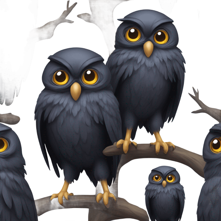 Owl and raven emoji