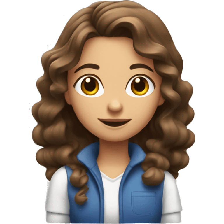 Girl with wavy brown hair with cleaning spray bottle emoji