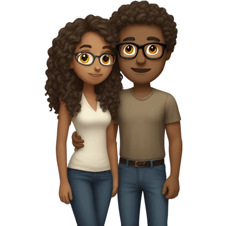 nerd with brow eyes and brown curly hair kissing his girlfriend leg emoji