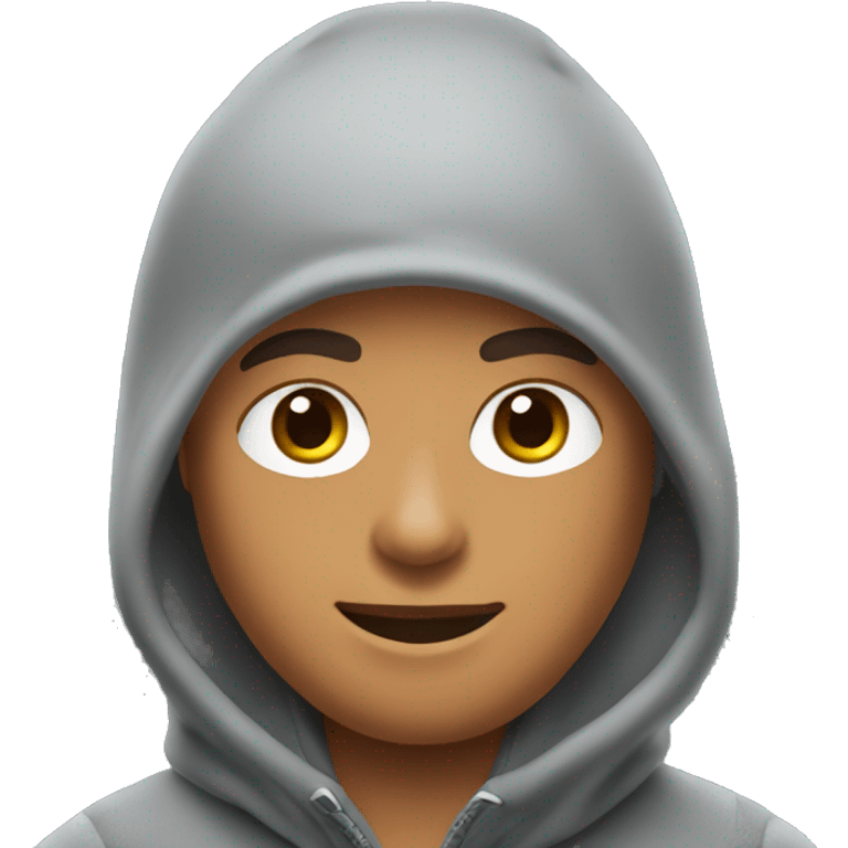 A young guy in a gray nike tech fleece and balaclava  emoji