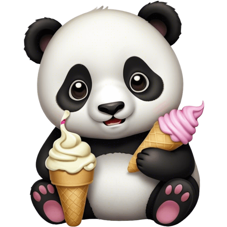 Panda eating ice cream emoji