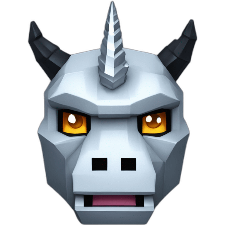 Minecraft Black Godzilla Head With Diamond Unicorn Horn and Lazer Eyes emoji