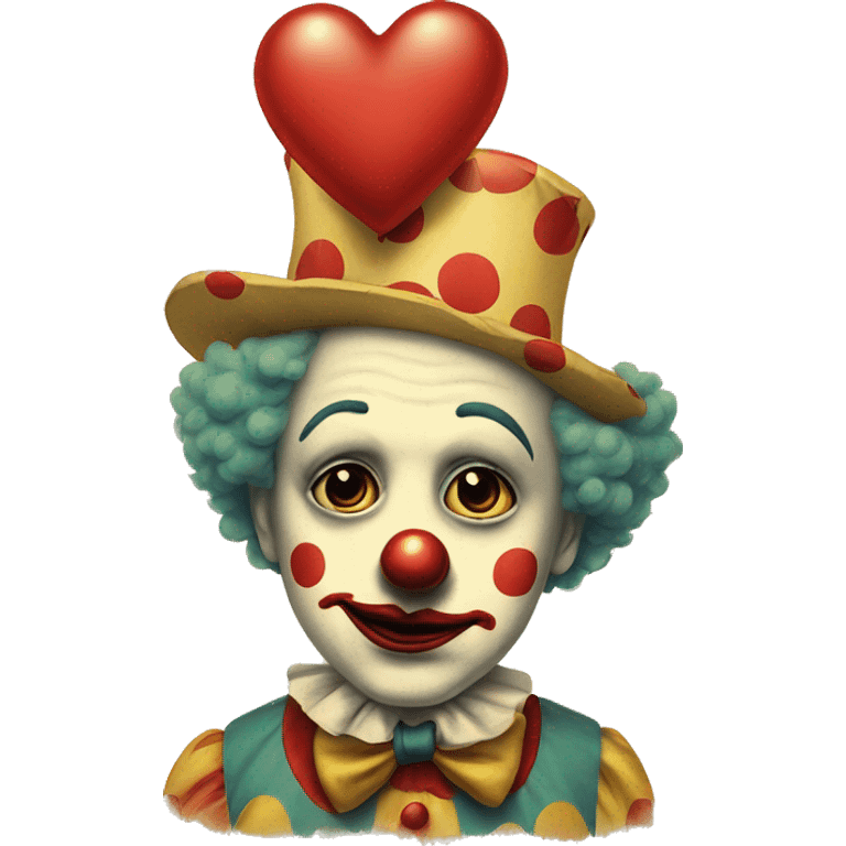 Sad clown heart vintage  emoji