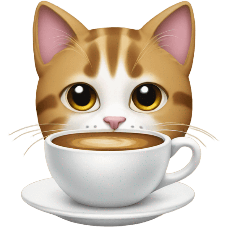 Cat with a coffee emoji