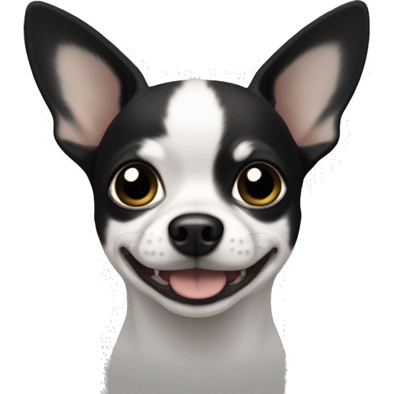 white a black chihuahua with black ears emoji