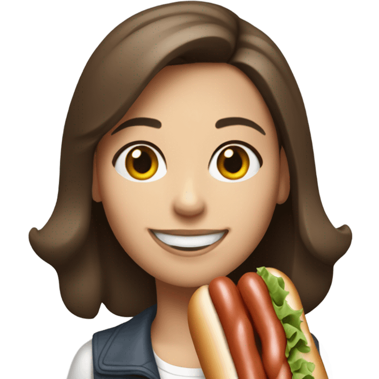 Pale brunette Girl who loves chicago hot dogs emoji