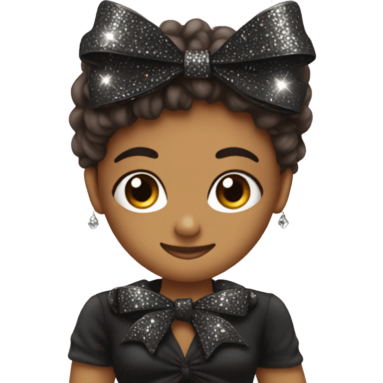 Black bow with sparkly rhinestones emoji