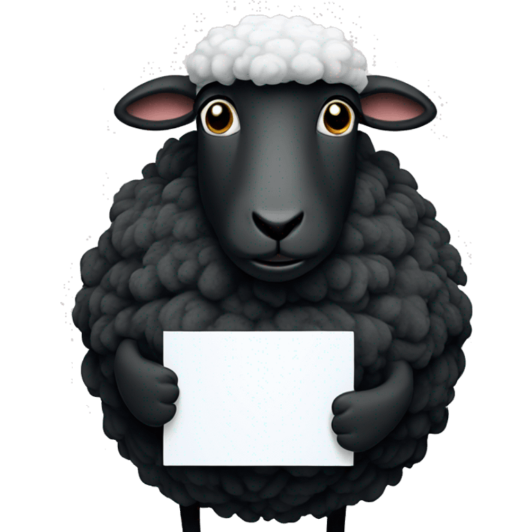 Black sheep holding blank sign  emoji