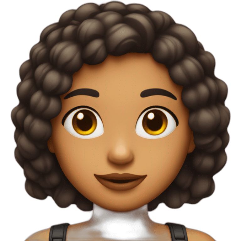 Chica con pelo negro liso y piercing en la nariz emoji