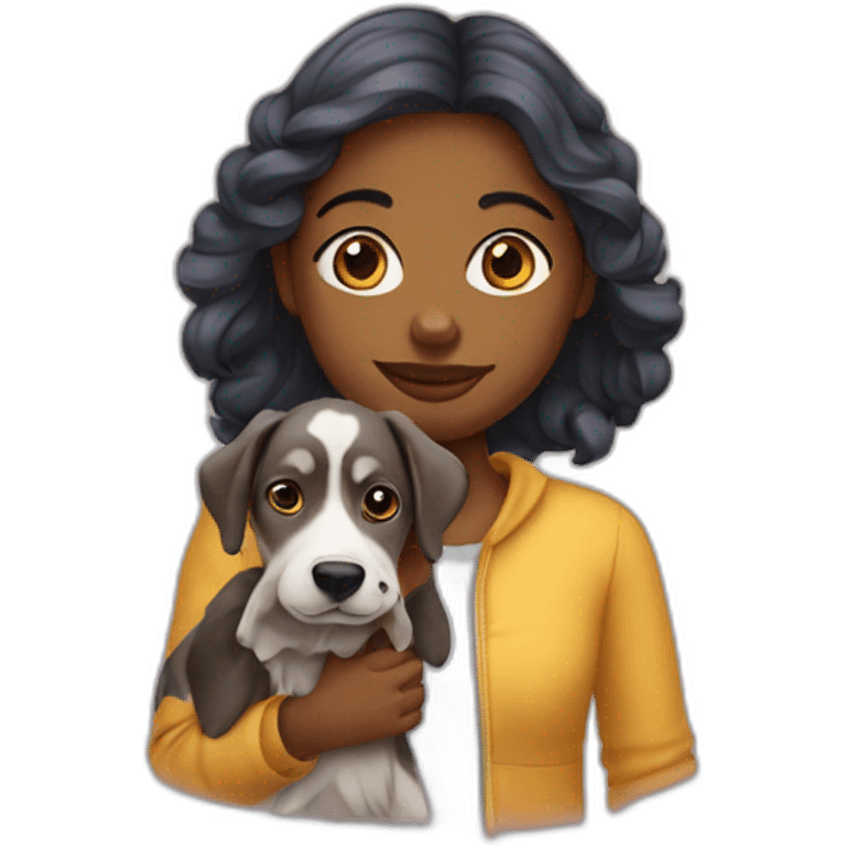 Fille métisse avec un chien  emoji