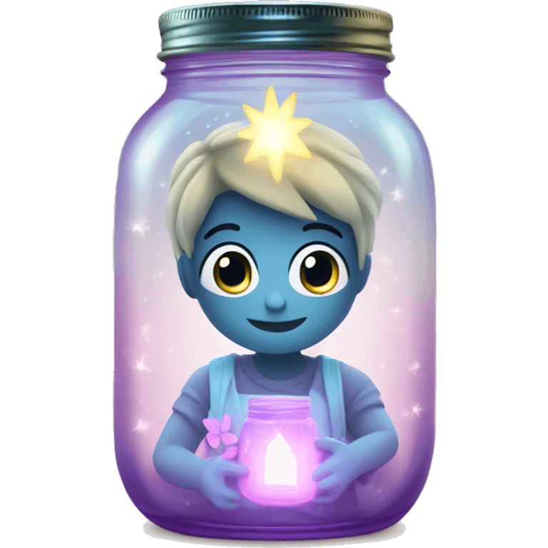 mason jar with a glowing fairy inside emoji