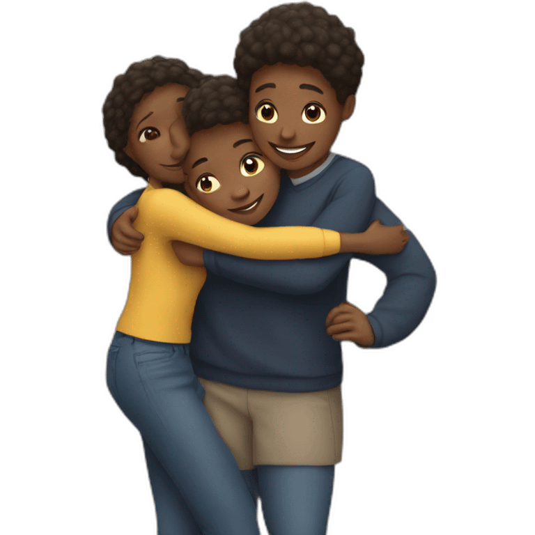 black teacher and students are hugging emoji