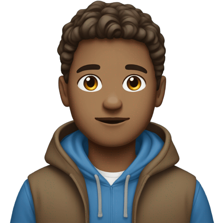 generate me a white boy with brown hair wearing a blue GAP hoodie emoji