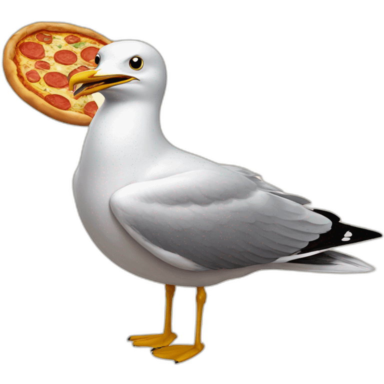 seagull with pizza emoji