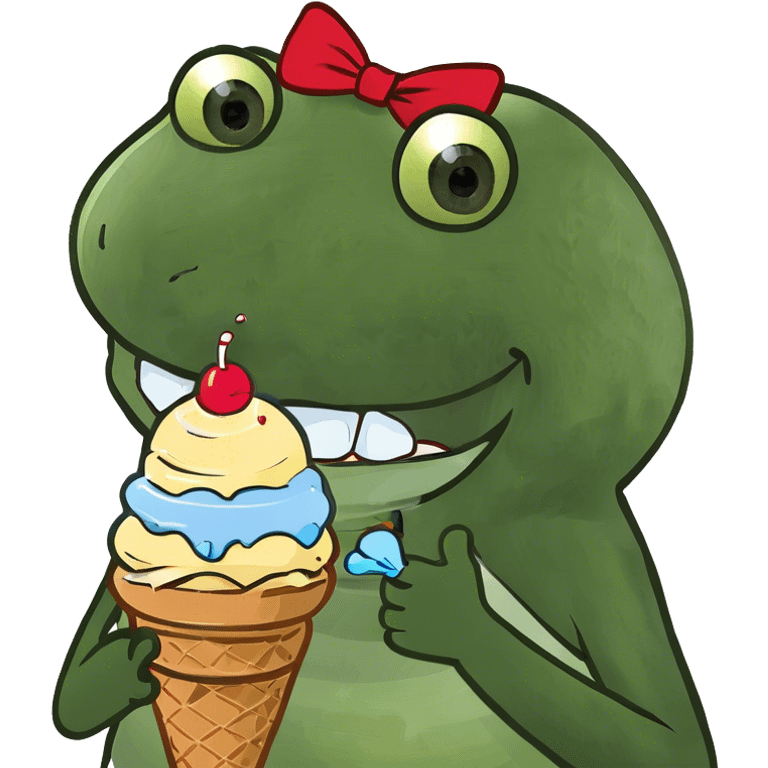 Smiling ice cream cone emoji