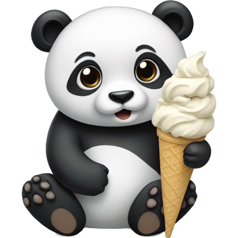 Panda eating ice cream emoji