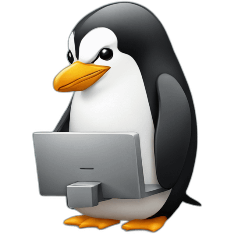 a developer penguin with computer emoji