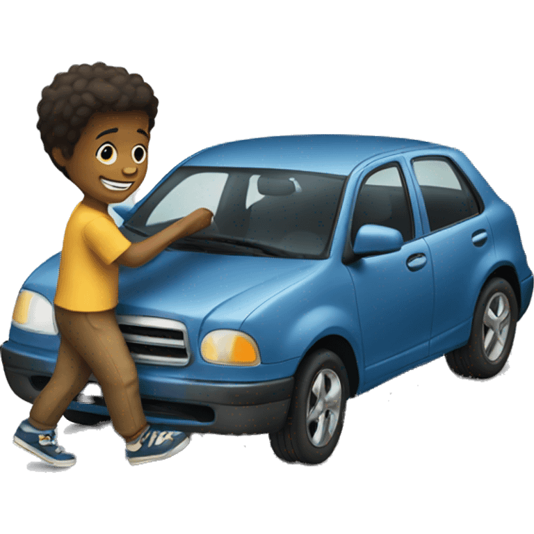 Boy pushing car emoji