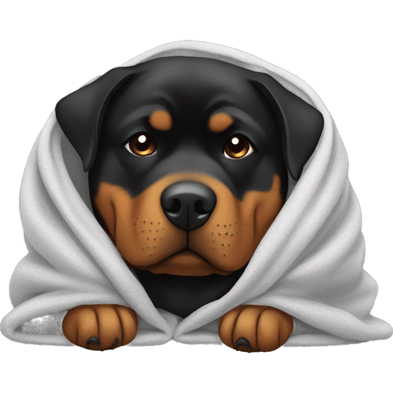 Rottweiler sleeping in blanket emoji