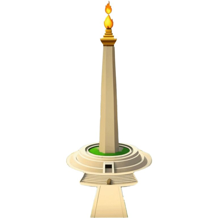 Cinematic Realistic Monas Landmark Emoji, showcasing the National Monument in Jakarta, a towering obelisk with a golden flame, set within a lush park under a clear, radiant sky. emoji