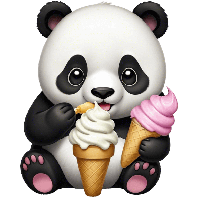 Panda eating ice cream emoji