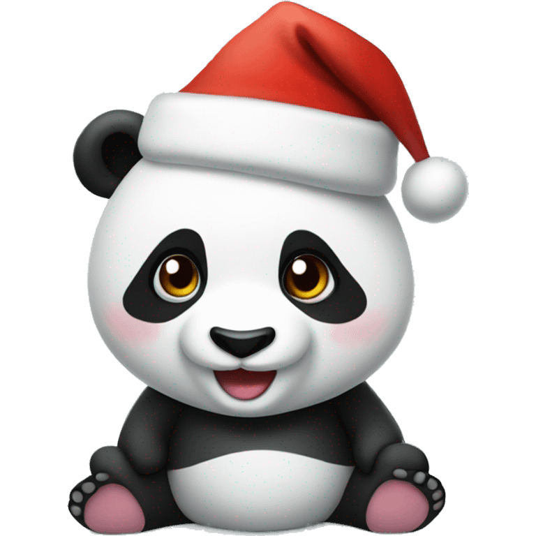 Panda with Christmas hat emoji