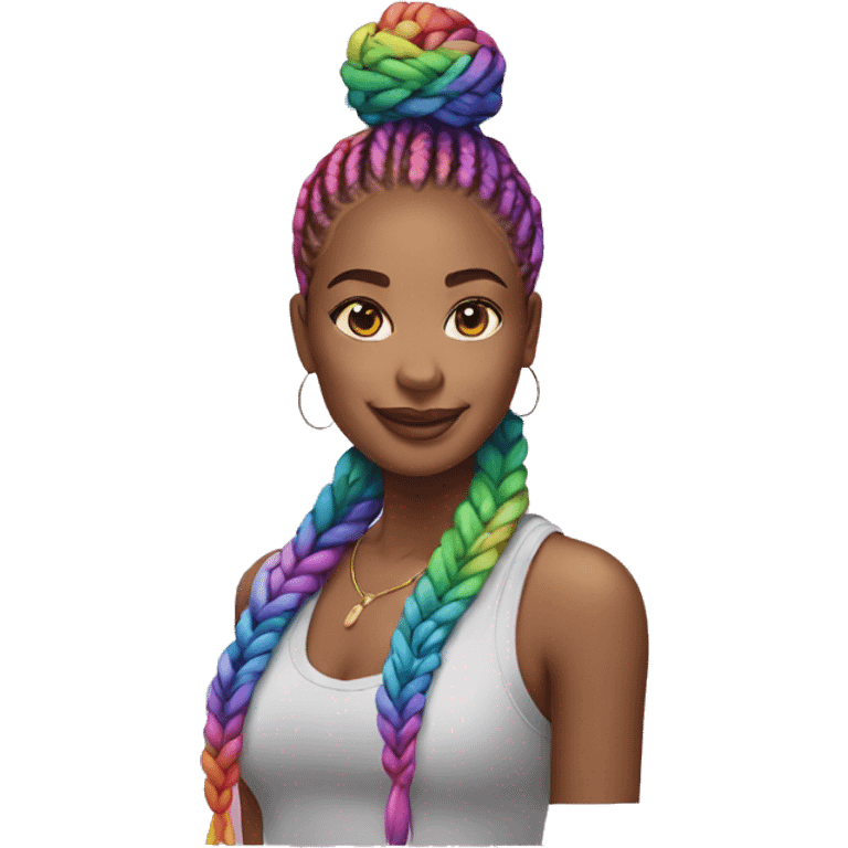 woman with rainbow box braids emoji