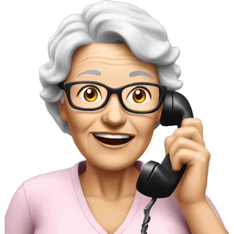 3d hyper realistic senior woman speaking on the phone  emoji