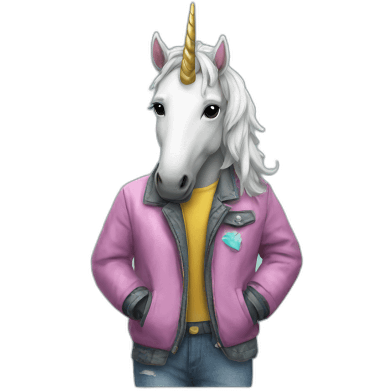 Unicorn in a jacket emoji