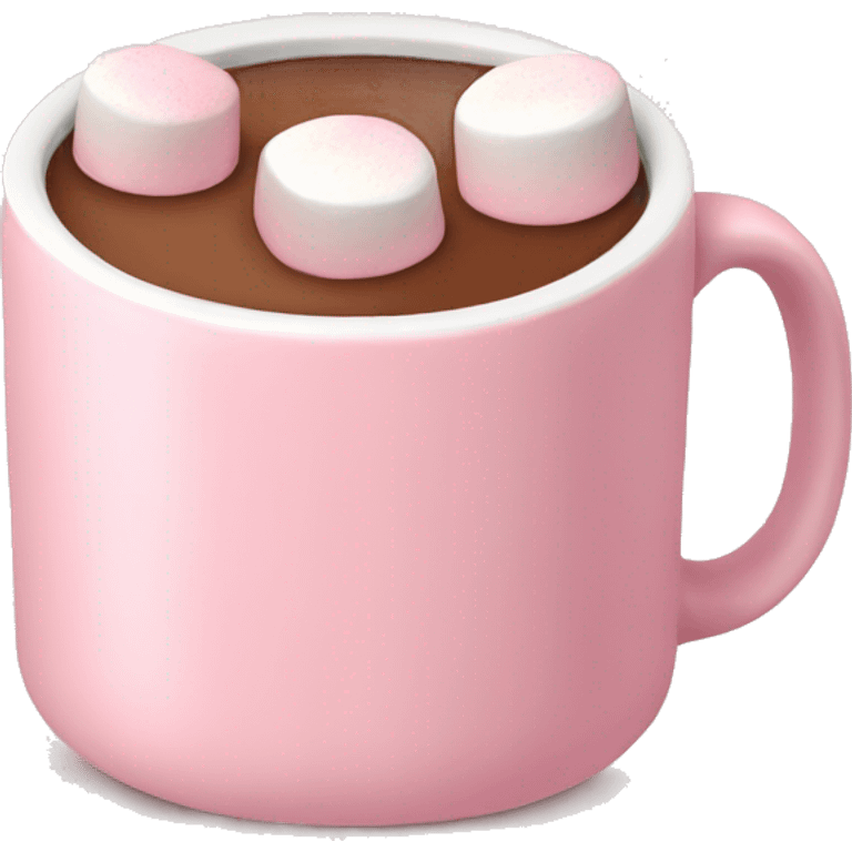 Light Pink mug of hot chocolate with marshmallows  emoji