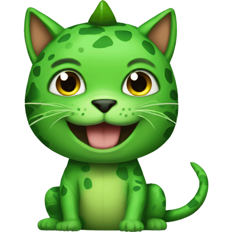 Cat wearing green dinosaur costume emoji