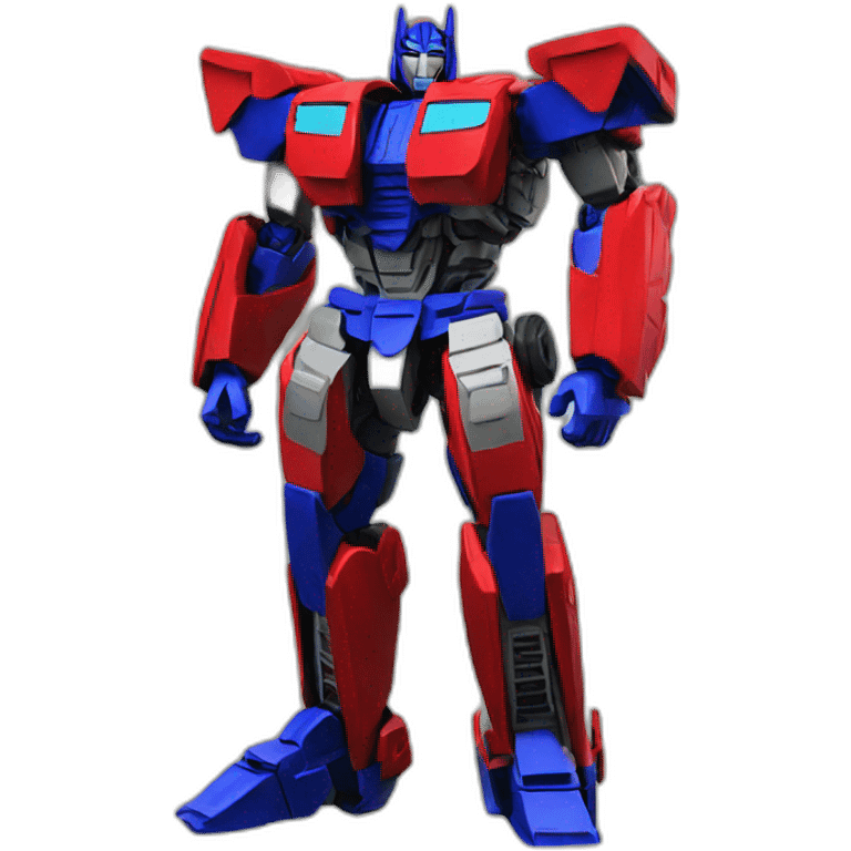 Transformer red blue power stand up side right leg front left leg back emoji