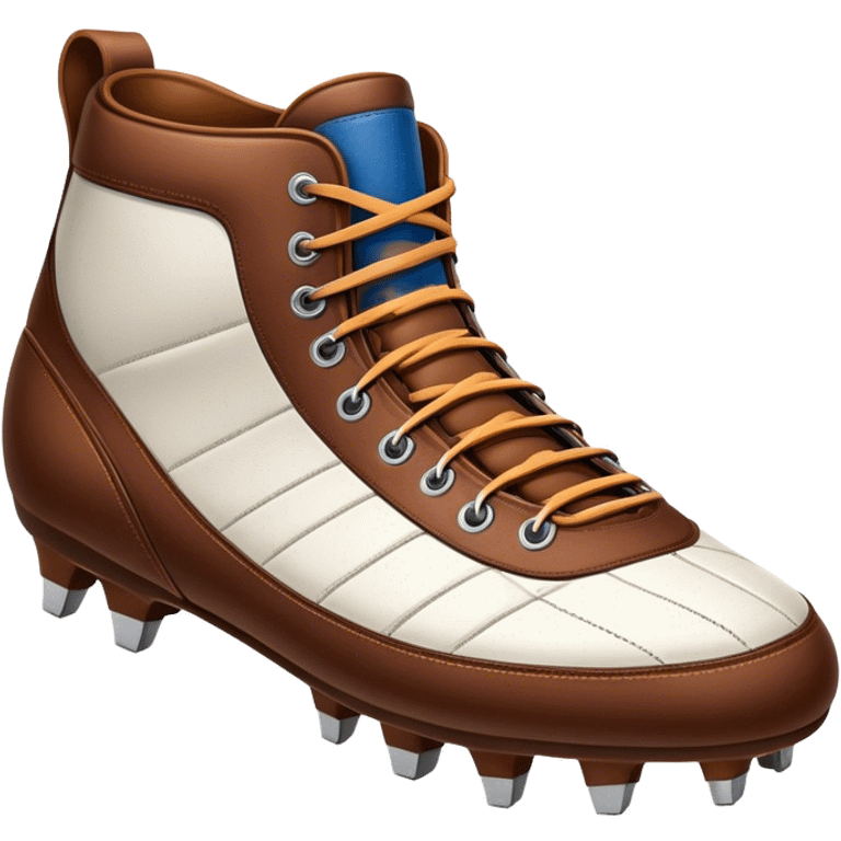 Cinematic Realistic image of a pair of rugby boots, showcasing sturdy leather construction, detailed cleat patterns and textured surfaces, illuminated by vibrant outdoor lighting that captures their athletic purpose emoji