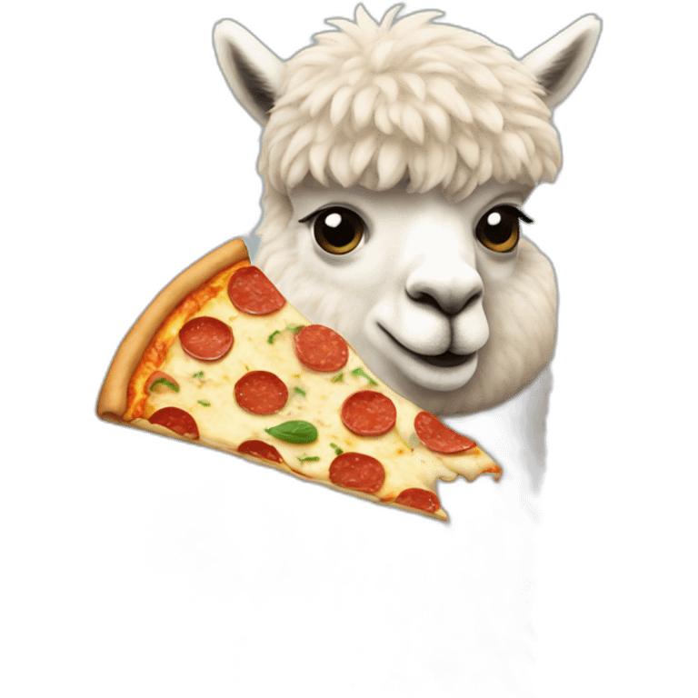 An alpaca eating pizza emoji