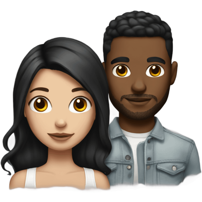 brunette girl with white boyfriend with tattoos emoji