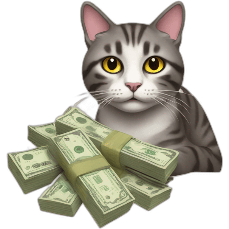 Real cat with money 80's style emoji